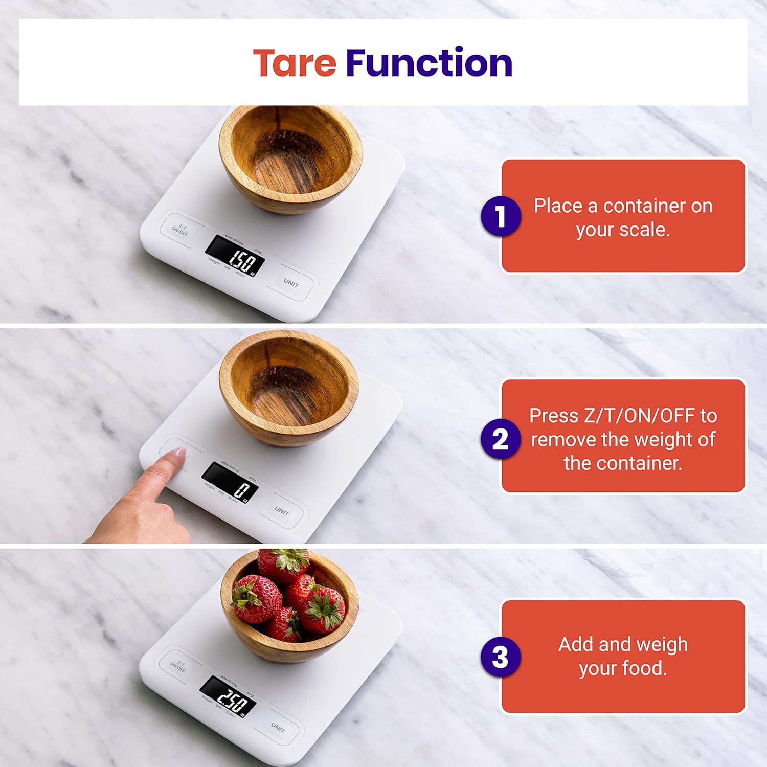 Etekcity Food Kitchen Scale, Digital Grams and Ounces for Weight Loss, Baking, Cooking, Keto and Meal Prep, LCD Display, Medium, 304 Stainless Steel 24hrsmart